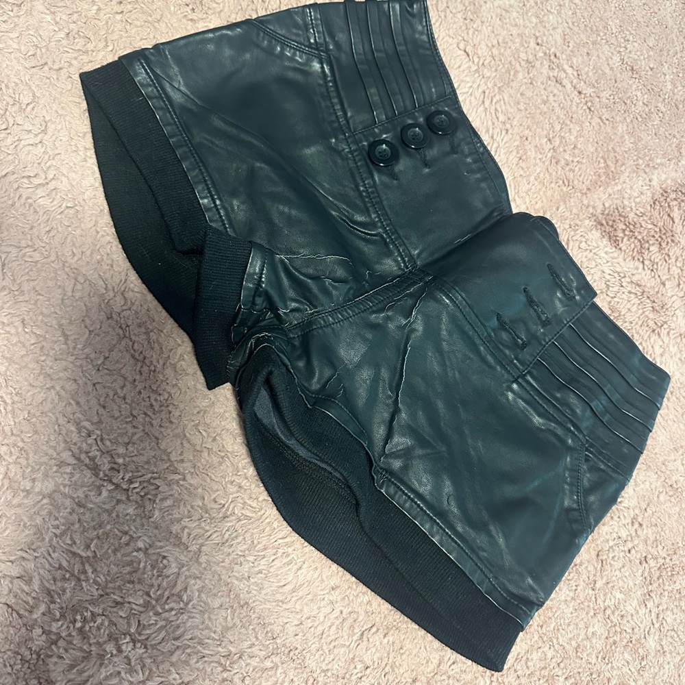 Black Leather Women's Shorts